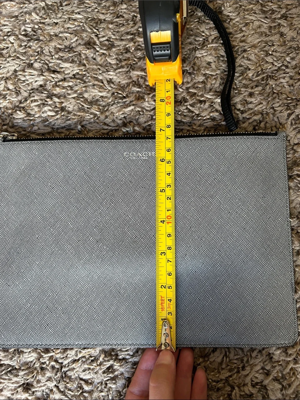 Coach Silver Gray Zip Wristlet Pouch